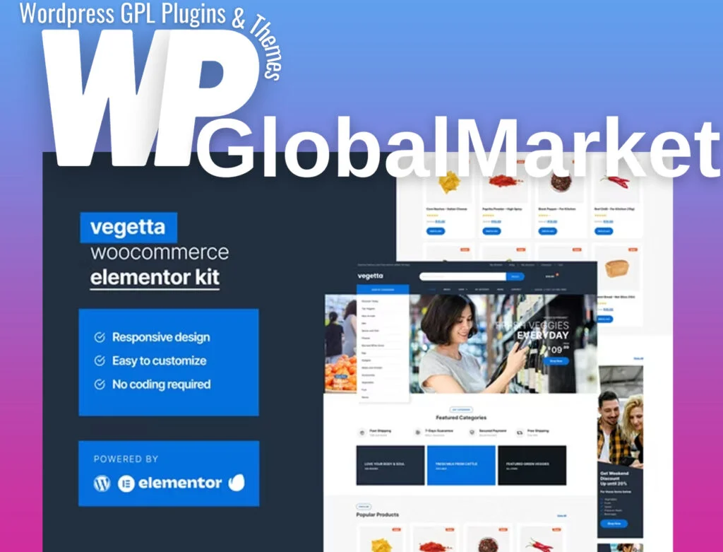 Vegetta – supermarket multipurpose woocommerce elementor kit