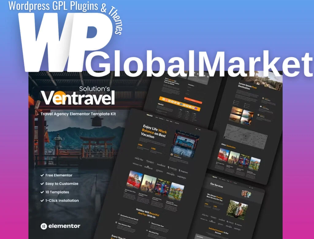 Ventravel – traveling agency elementor template kit