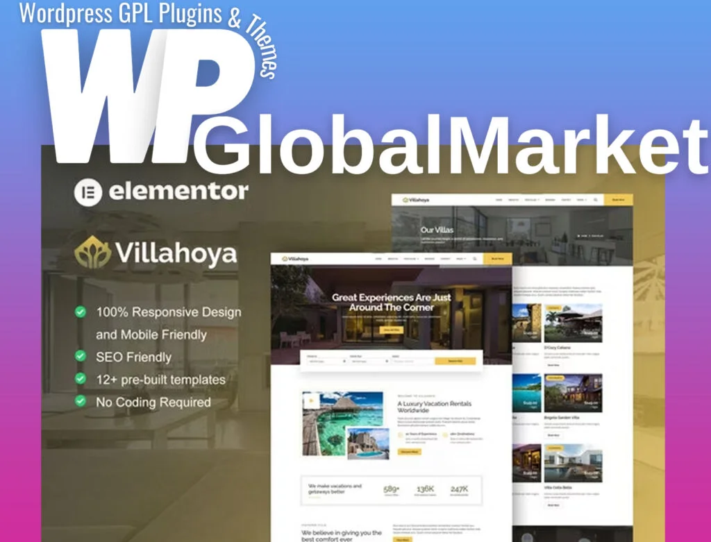 Villahoya – villa vacation rental elementor template kit