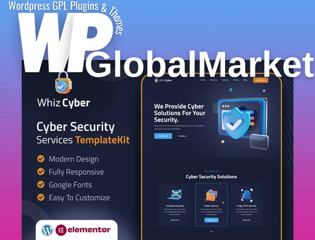 Whizcyber – cyber security elementor template kit