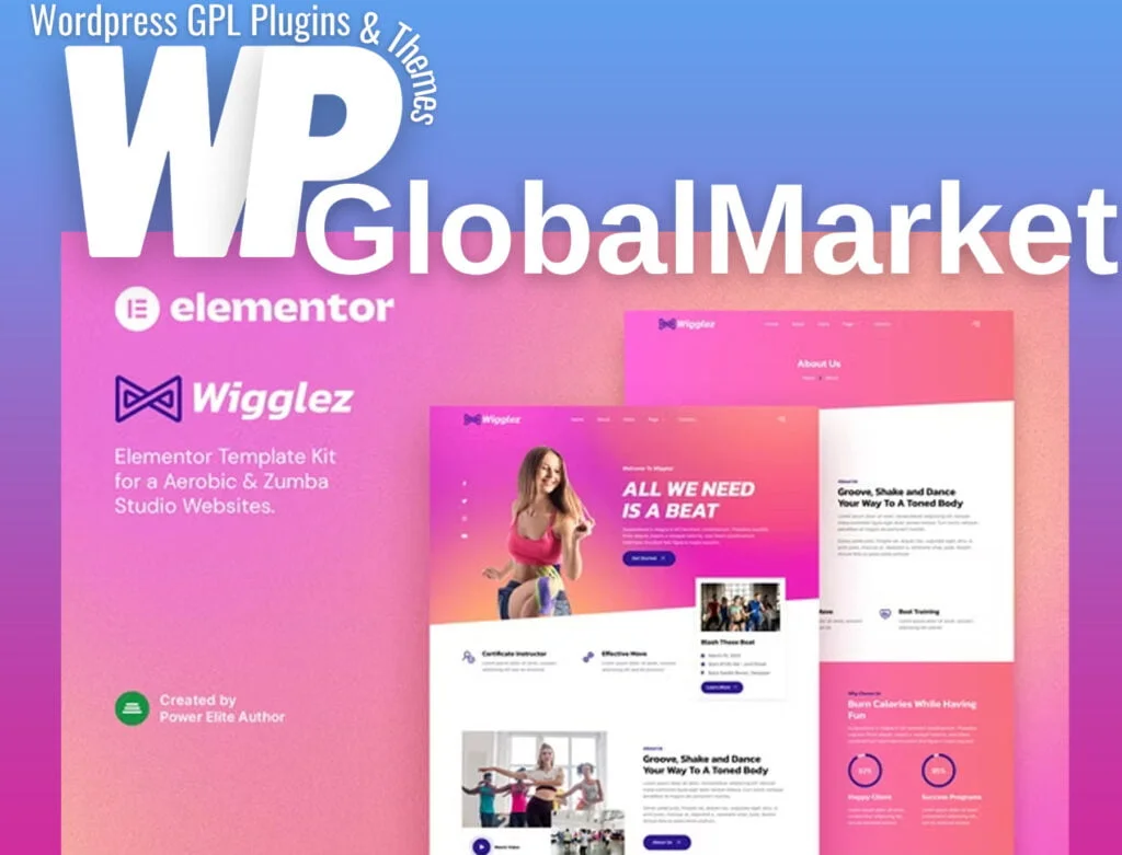 Wigglez – aerobic and zumba studio elementor template kit