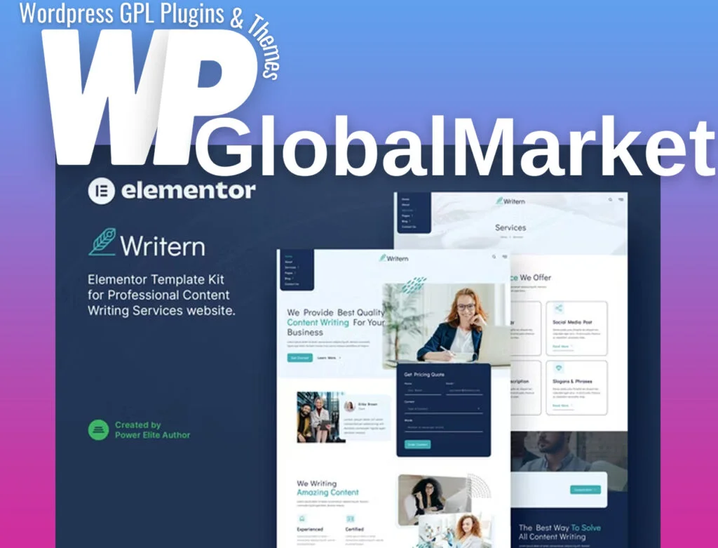 Writern – content writing services elementor template kit