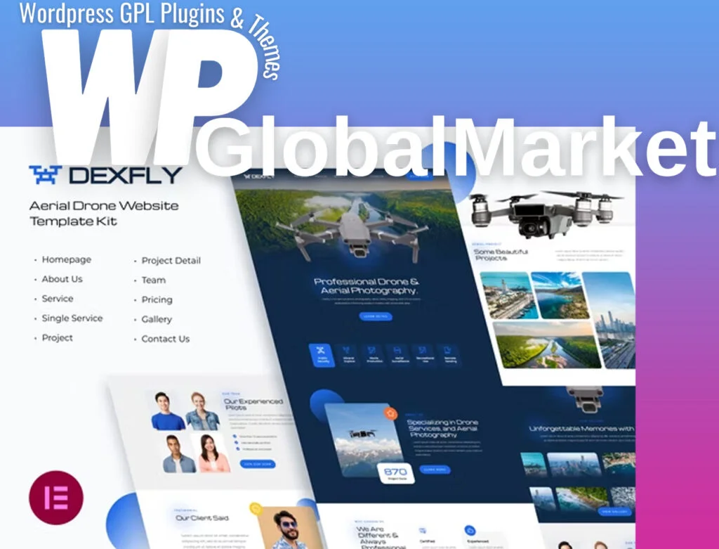 Dexfly | drone and aerial photography elementor template kit