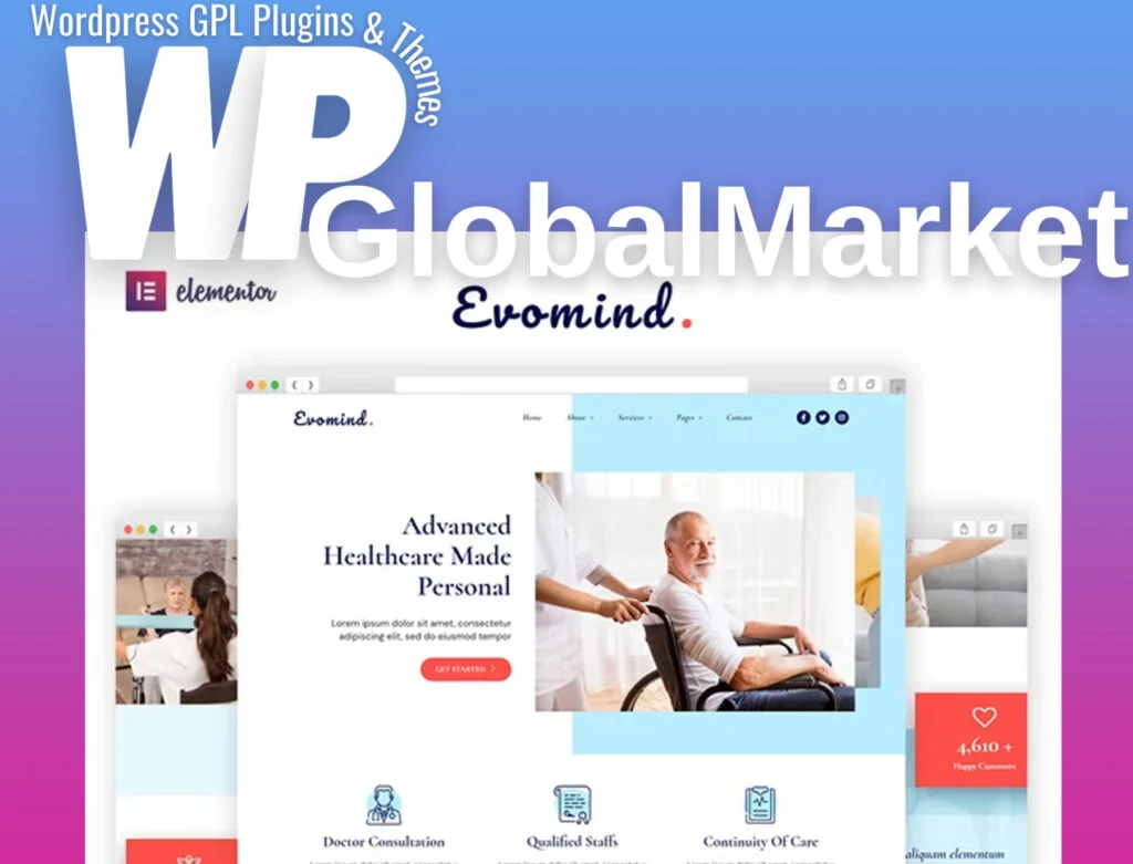 Evomind – home healthcare services elementor template kit