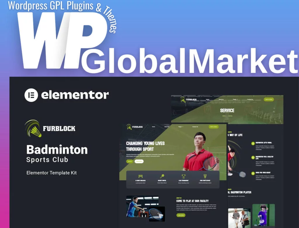 Furblock – badminton club elementor template kit