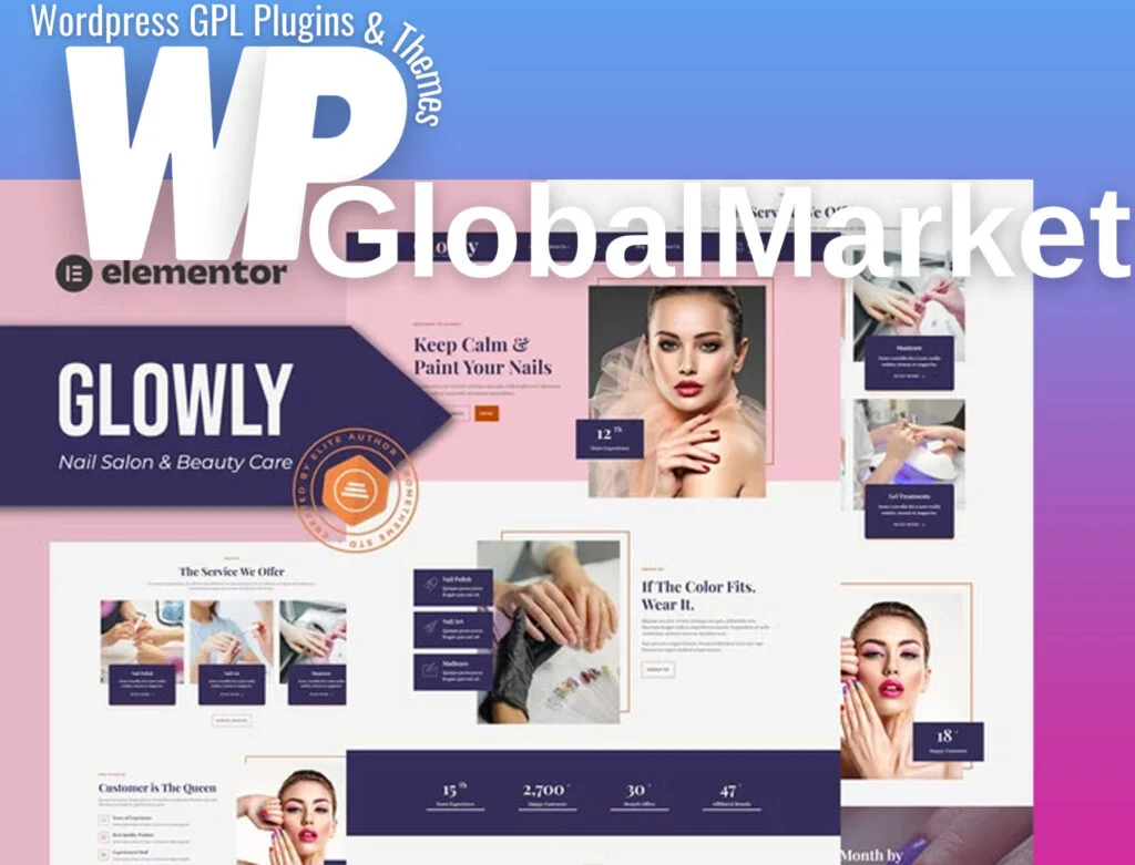 Glowly – nail salon and beauty care elementor template kit