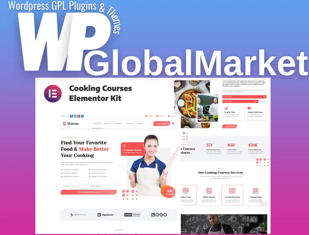 Maem – cooking courses elementor template kit