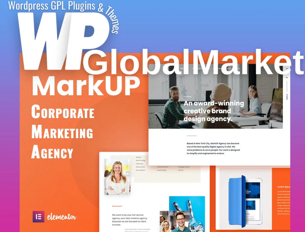 Markup – corporate and marketing agency elementor template kit