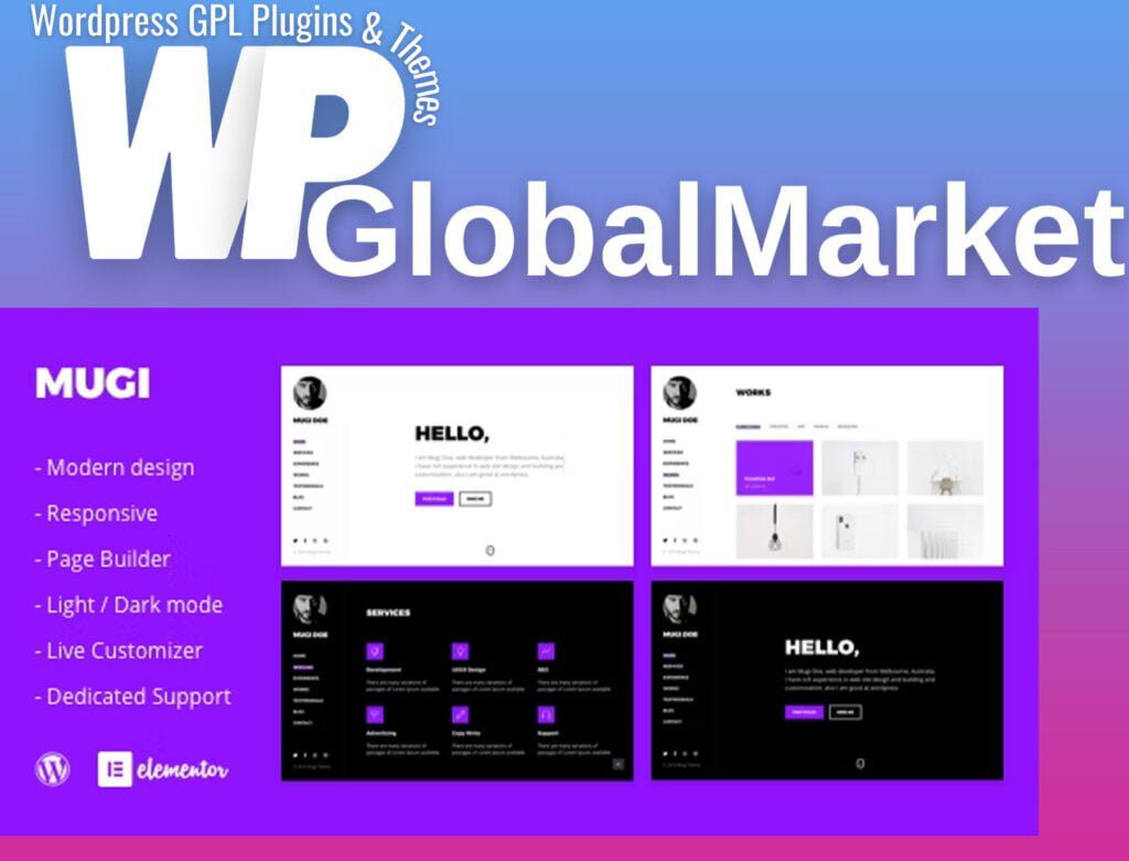 Mugi – Personal Portfolio and Resume WordPress Theme