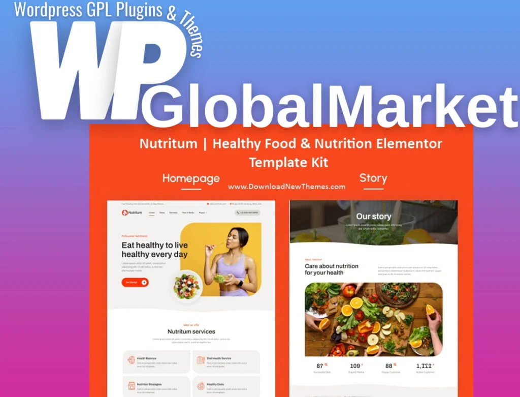 Nutritum – healthy food & nutrition elementor template kit