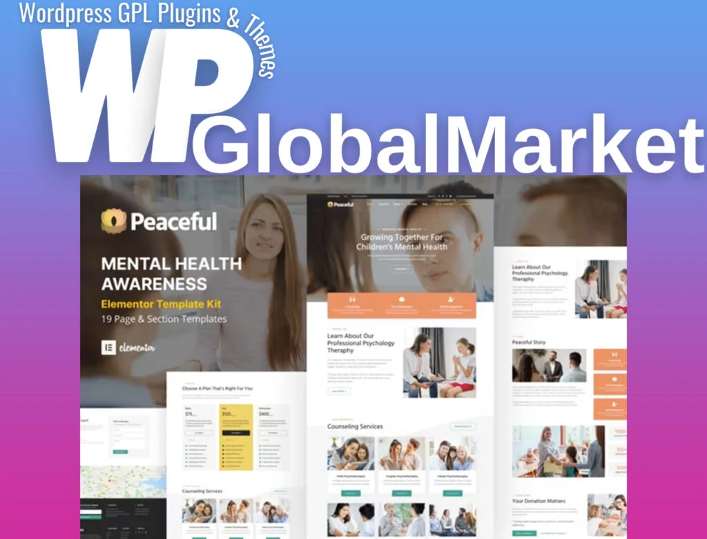 Peaceful – mental health awareness wordpress elementor template kit