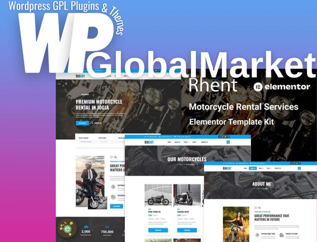 Rhent – motorcycle rental services elementor template kit