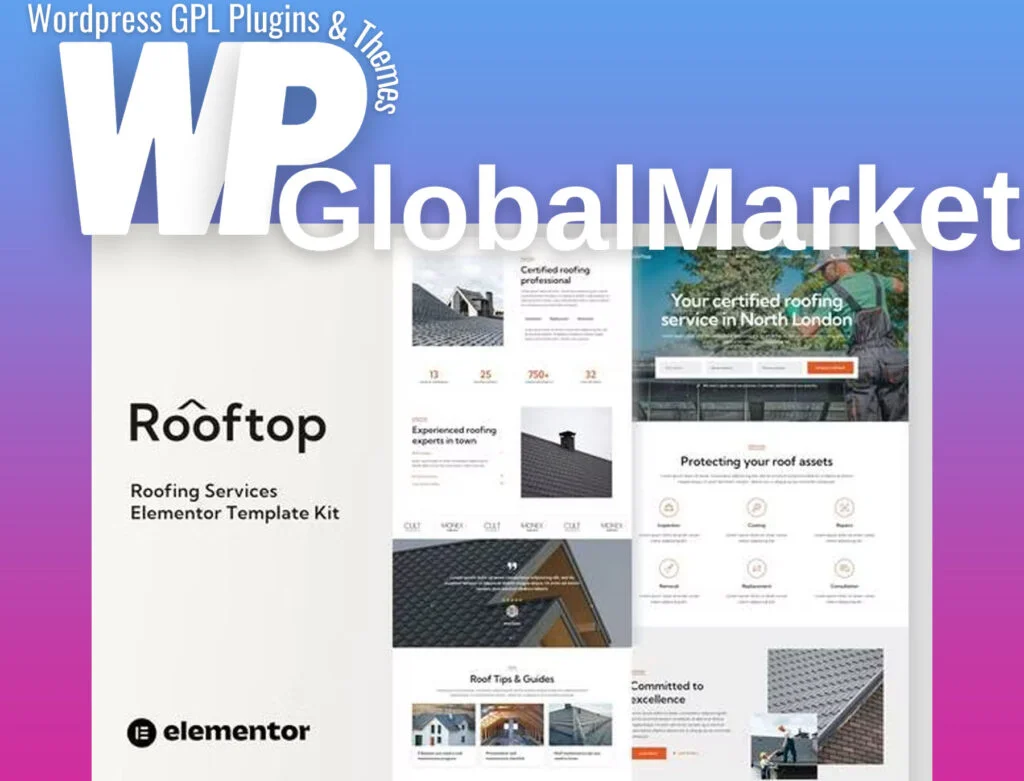 Rooftop – roofing service elementor template kit