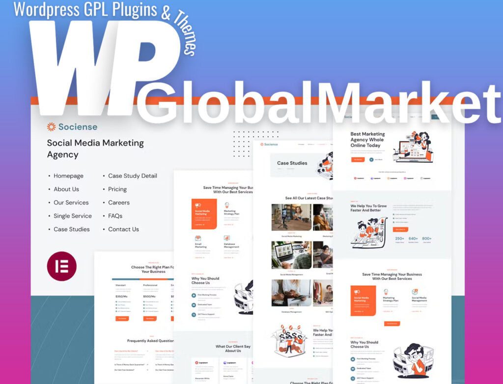 Socience – Social Media Marketing Agency Elementor Template Kit