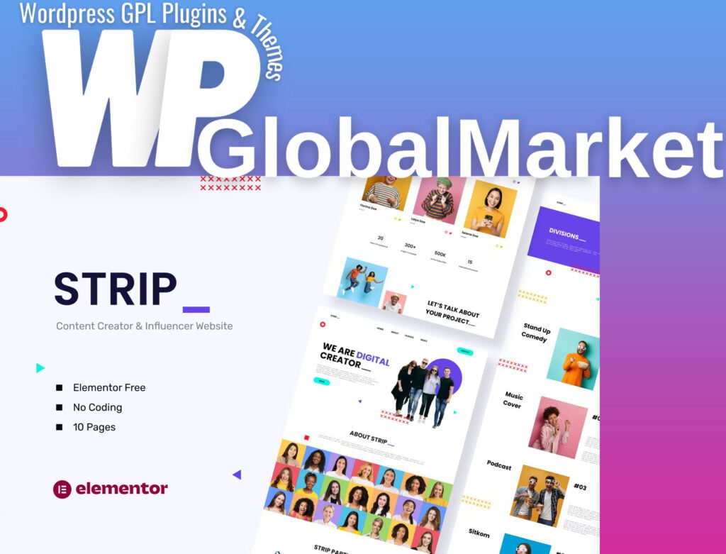 Strip – Content Creator and Influencer Elementor Template Kit