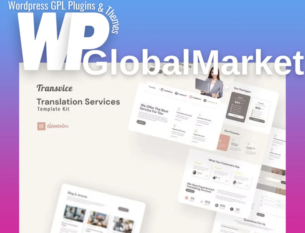 Transvice – translation website elementor template kit