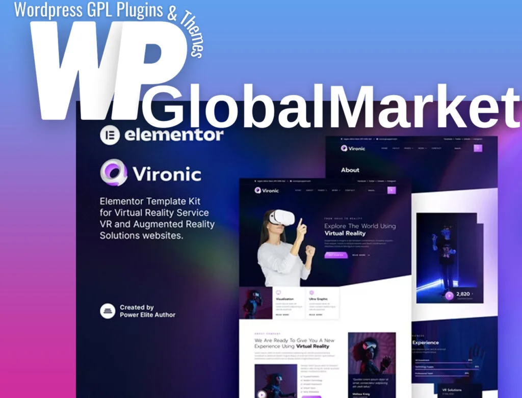 Vironic – augmented and virtual reality services elementor template kit