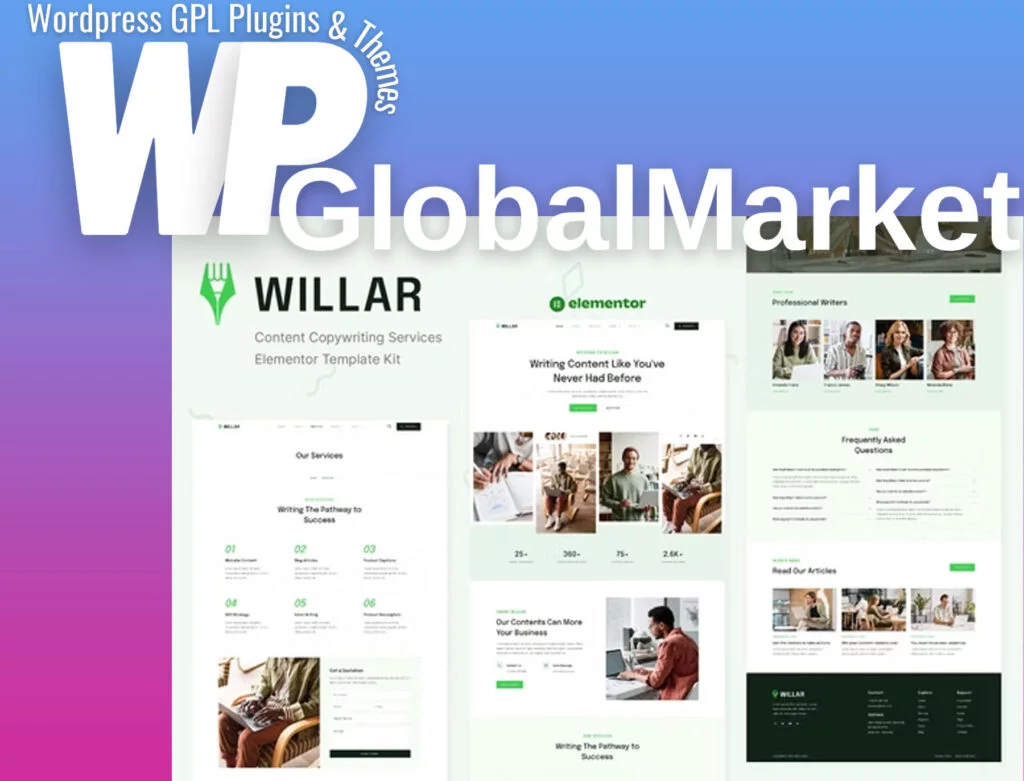 Willar – content copywriting services elementor template kit