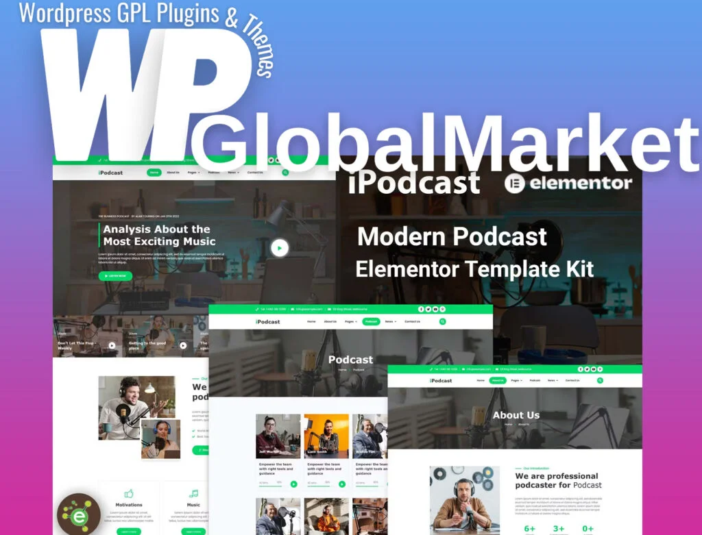 Ipodcast – modern podcast elementor template kit