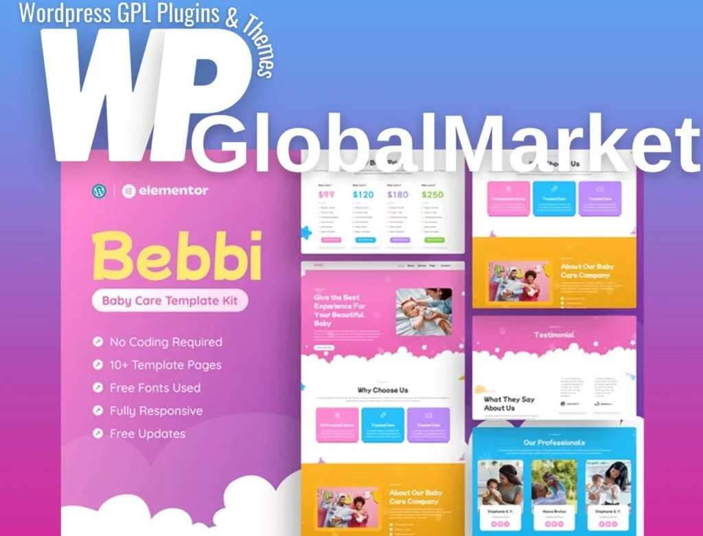 Bebbi – creative baby care elementor pro template kit