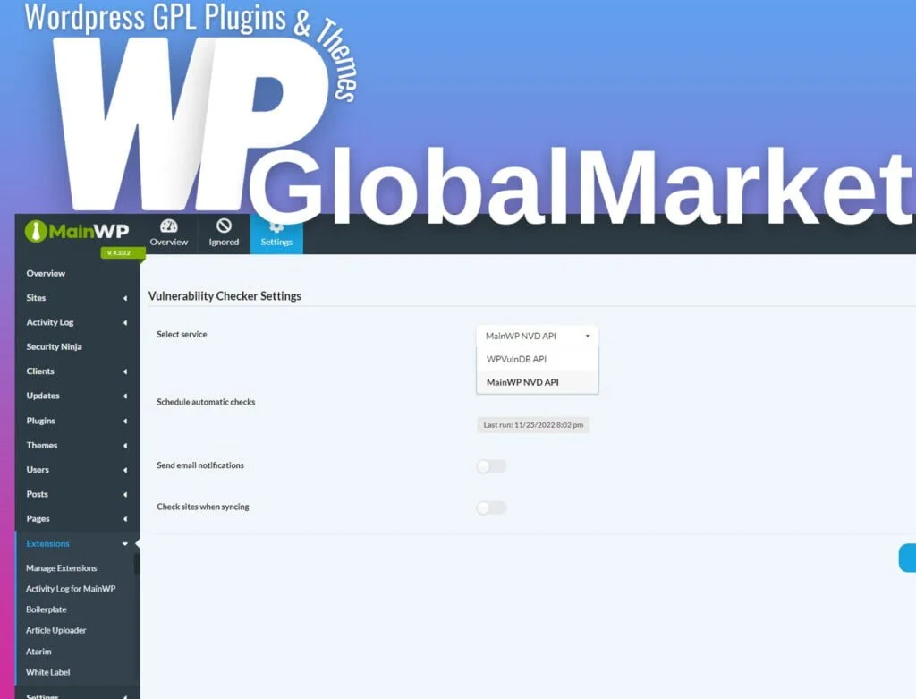 Mainwp vulnerability checker extension