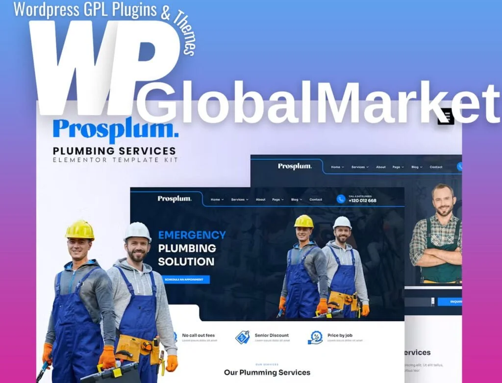 Prosplum – plumbing services elementor template kit