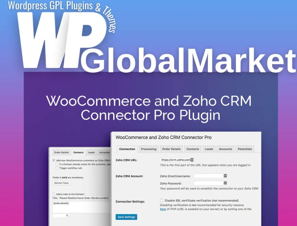 Woocommerce and zoho crm connector pro plugin