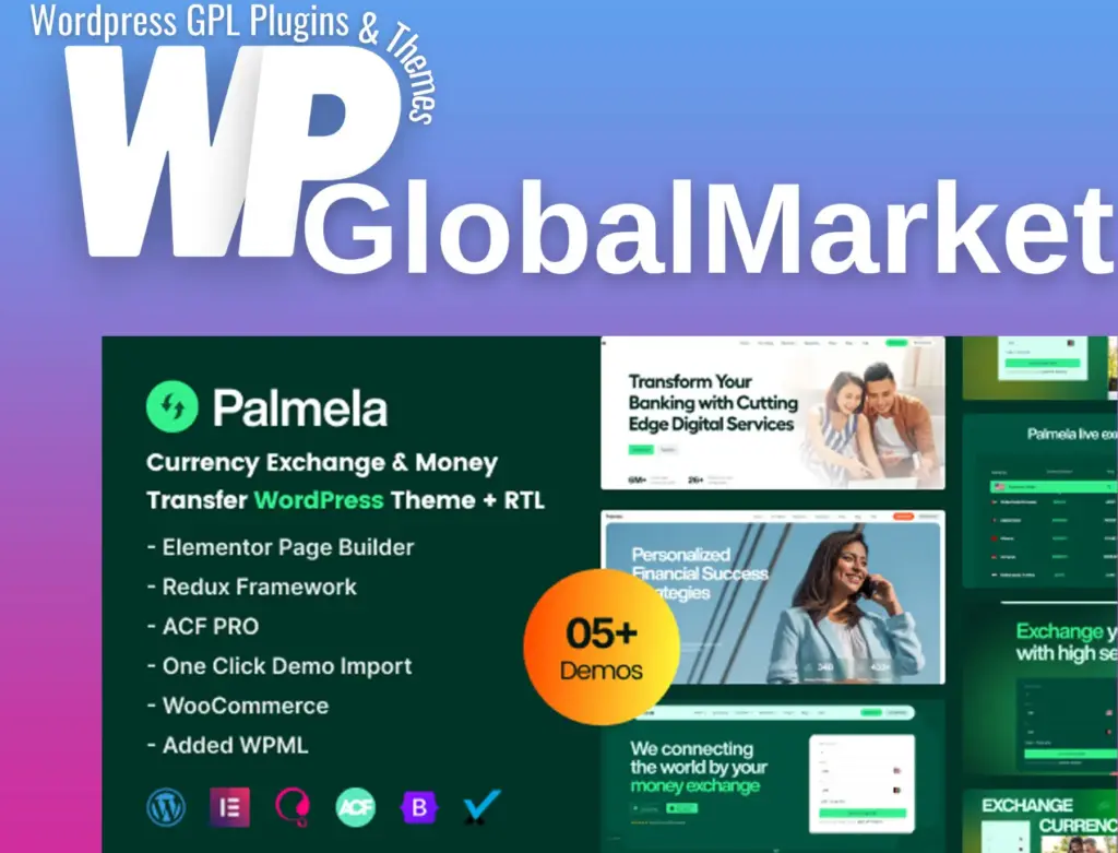 Palmela – online banking and money transfer wordpress theme