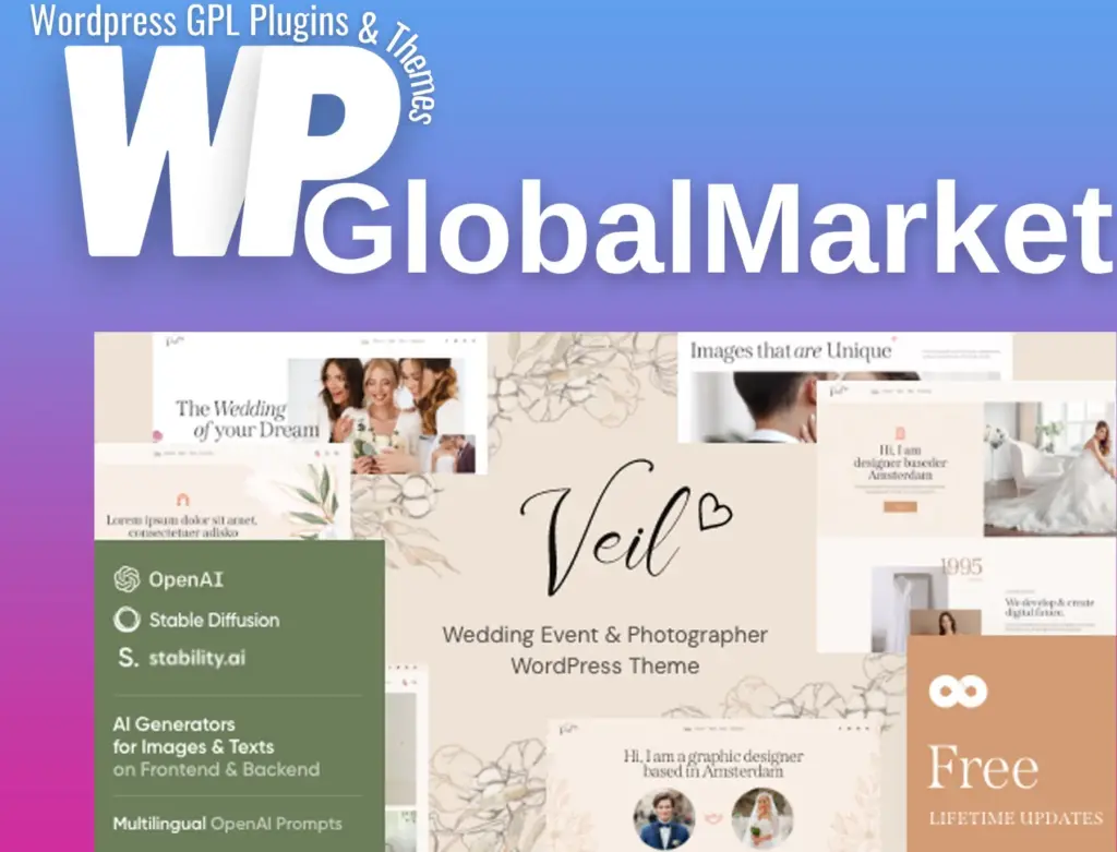 Veil – wedding event and photographer wordpress theme